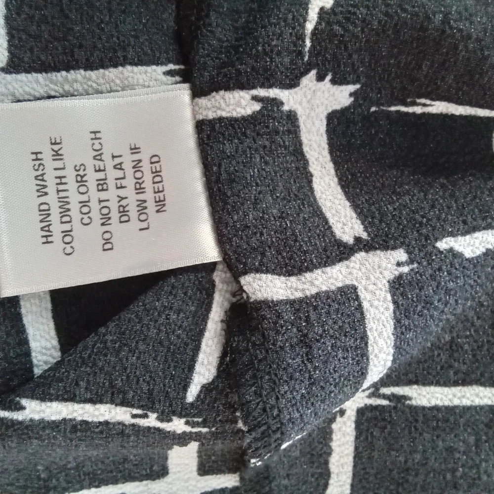 2-$10.Travel Elements Sz M Black&White Grid Pattern Open Front Cardigan Arm Ties